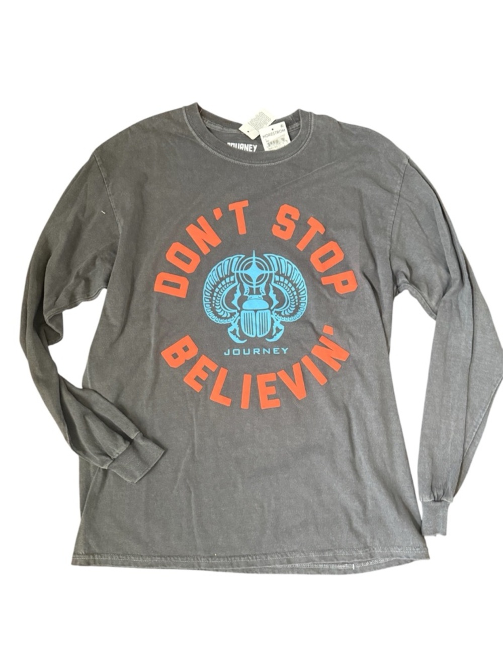 New Nordstrom Journey Don’t Stop Believin long sleeve gray tee